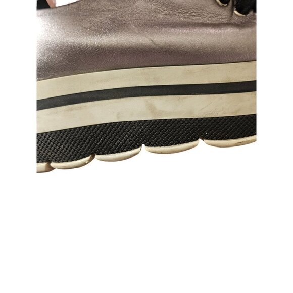 Prada Platform Silver Metallic Sport Leather Sneaker Shoes SZ 37 - Picture 8 of 13